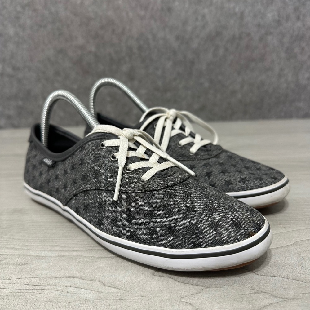 Vans Huntley Chambray Stars Sneakers Womens 8.5 Gray Low Top Lace Up Shoes